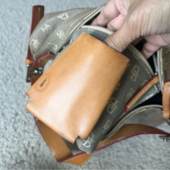 DOONEY AND BOURKE Monogram DB Canvas Shoulder Handbag Purse Bag - Picture 11 of 15